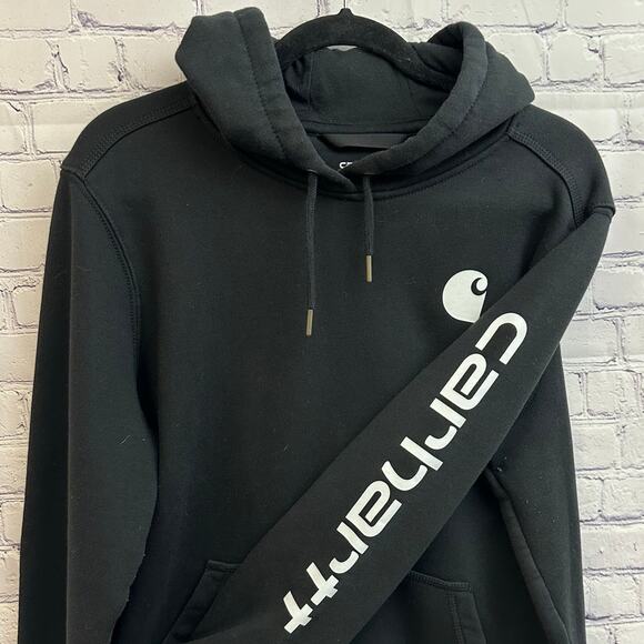 Carhartt Black Clarksburg Graphic Sleeve Hoodie Sweatshirt 1X (16W-18W) Work - Picture 2 of 5